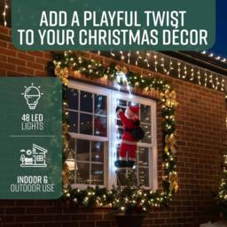 Globrite LED Climbing Santa Indoor Outdoor Decoration in Red - Size: 170 cm x 60 cm - thumbnail 3