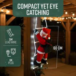 Globrite LED Climbing Santa Indoor Outdoor Decoration in Red - Size: 170 cm x 60 cm - thumbnail 2