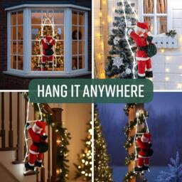 Globrite LED Climbing Santa Indoor Outdoor Decoration in Red - Size: 170 cm x 60 cm - thumbnail 5