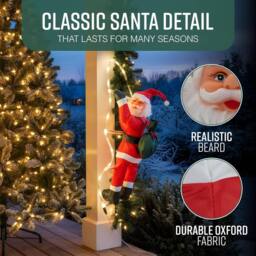 Globrite LED Climbing Santa Indoor Outdoor Decoration in Red - Size: 170 cm x 60 cm - thumbnail 4