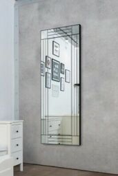 MirrorOutlet All Glass Modern Cheval Triple-Bevel Free Standing Mirror 170 x 58 CM in Silver - Size: 1 Pack - thumbnail 5