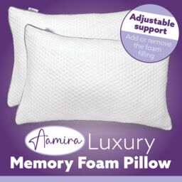 Aamira Premium Orthopaedic Shredded Memory Foam Bed Pillow 70x45cm 2 Pack, Neck Back & Side Support, Bamboo Washable Cover in White - Size: 70x45 cm - thumbnail 9