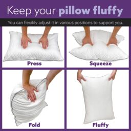 Aamira Premium Orthopaedic Shredded Memory Foam Bed Pillow 70x45cm 2 Pack, Neck Back & Side Support, Bamboo Washable Cover in White - Size: 70x45 cm - thumbnail 7