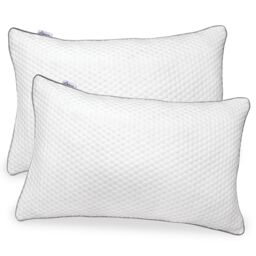 Aamira Premium Orthopaedic Shredded Memory Foam Bed Pillow 70x45cm 2 Pack, Neck Back & Side Support, Bamboo Washable Cover in White - Size: 70x45 cm