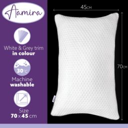 Aamira Premium Orthopaedic Shredded Memory Foam Bed Pillow 70x45cm 2 Pack, Neck Back & Side Support, Bamboo Washable Cover in White - Size: 70x45 cm - thumbnail 8