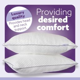 Aamira Premium Orthopaedic Shredded Memory Foam Bed Pillow 70x45cm 2 Pack, Neck Back & Side Support, Bamboo Washable Cover in White - Size: 70x45 cm - thumbnail 3