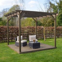 Rutland County Garden Furniture Ltd Garden Pergola & Decking Kit, Wood, L300 x W300 cm, Rustic Brown - thumbnail 9