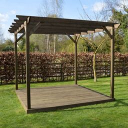 Rutland County Garden Furniture Ltd Garden Pergola & Decking Kit, Wood, L300 x W300 cm, Rustic Brown - thumbnail 3