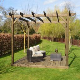 Rutland County Garden Furniture Ltd Garden Pergola & Decking Kit, Wood, L300 x W300 cm, Rustic Brown - thumbnail 6