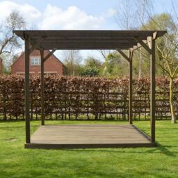 Rutland County Garden Furniture Ltd Garden Pergola & Decking Kit, Wood, L300 x W300 cm, Rustic Brown - thumbnail 4