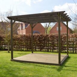 Rutland County Garden Furniture Ltd Garden Pergola & Decking Kit, Wood, L300 x W300 cm, Rustic Brown - thumbnail 5
