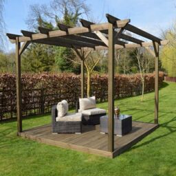 Rutland County Garden Furniture Ltd Garden Pergola & Decking Kit, Wood, L300 x W300 cm, Rustic Brown - thumbnail 7