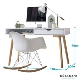 Nöa and Nani Ludvig Office Desk Computer Table in White and Natural Pine - thumbnail 5