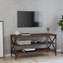 Berkfield Home TV Cabinet Brown Oak 100x40x50 cm Engineered Wood - Size: 100 x 40 x 50 cm - thumbnail 1