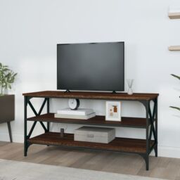 Berkfield Home TV Cabinet Brown Oak 100x40x50 cm Engineered Wood - Size: 100 x 40 x 50 cm - thumbnail 3