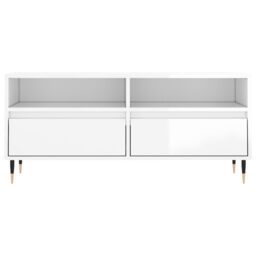 Berkfield Home TV Cabinet High Gloss White 100x34.5x44.5 cm Engineered Wood - thumbnail 5