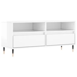Berkfield Home TV Cabinet High Gloss White 100x34.5x44.5 cm Engineered Wood - thumbnail 2