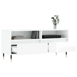 Berkfield Home TV Cabinet High Gloss White 100x34.5x44.5 cm Engineered Wood - thumbnail 4