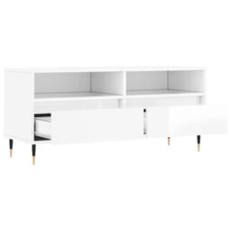Berkfield Home TV Cabinet High Gloss White 100x34.5x44.5 cm Engineered Wood - thumbnail 6