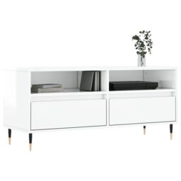 Berkfield Home TV Cabinet High Gloss White 100x34.5x44.5 cm Engineered Wood - thumbnail 3