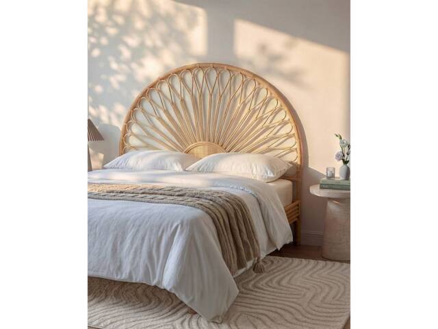 Vente-unique Headboard 160 Cm - Rattan - Natural - SOLIA in Light Oak - Size: Double - image 1