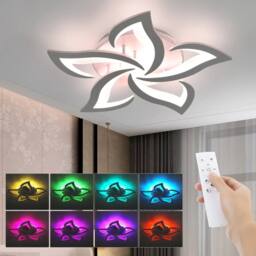 NESTLUNE Modern LED Ceiling Chandelier with White Frame & RGB Backlight - thumbnail 4