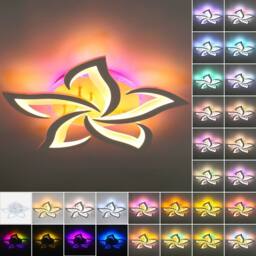 NESTLUNE Modern LED Ceiling Chandelier with White Frame & RGB Backlight - thumbnail 6