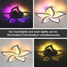 NESTLUNE Modern LED Ceiling Chandelier with White Frame & RGB Backlight - thumbnail 5