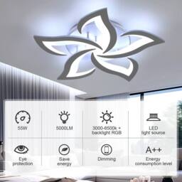 NESTLUNE Modern LED Ceiling Chandelier with White Frame & RGB Backlight - thumbnail 3
