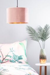 BHS Lighting Velvet Easy Fit Light Shade in Pink - Size: 30 cm diameter x 21 cm high - thumbnail 4