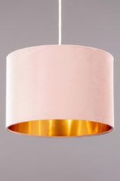 BHS Lighting Velvet Easy Fit Light Shade in Pink - Size: 30 cm diameter x 21 cm high - thumbnail 2