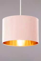 BHS Lighting Velvet Easy Fit Light Shade in Pink - Size: 30 cm diameter x 21 cm high