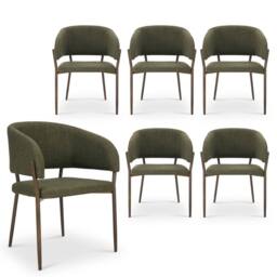 VonHaus Oxford Upholstered Set of Dining Chairs with Dark Wood Effect Legs in Dark Green - Size: 2 Pack - thumbnail 2