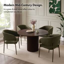 VonHaus Oxford Upholstered Set of Dining Chairs with Dark Wood Effect Legs in Dark Green - Size: 2 Pack - thumbnail 3