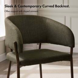 VonHaus Oxford Upholstered Set of Dining Chairs with Dark Wood Effect Legs in Dark Green - Size: 2 Pack - thumbnail 4