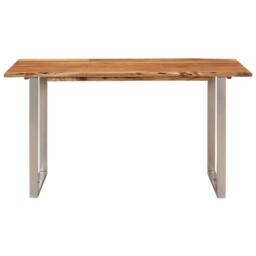 Berkfield Home Dining Table 140x70x76 cm Solid Acacia Wood in Brown - Size: 140 x 70 x 76 cm - thumbnail 4