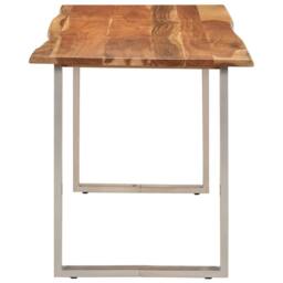 Berkfield Home Dining Table 140x70x76 cm Solid Acacia Wood in Brown - Size: 140 x 70 x 76 cm - thumbnail 5