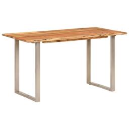 Berkfield Home Dining Table 140x70x76 cm Solid Acacia Wood in Brown - Size: 140 x 70 x 76 cm - thumbnail 1