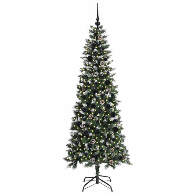 Berkfield Home Elegant Artificial Christmas Tree with 300 LEDs Green 86 x 86 x 210 cm - image 1