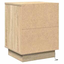 Berkfield Home Traditional Bedside Cabinet with LED Lights Sonoma Oak 39x34.5x50 cm in Beige - thumbnail 8