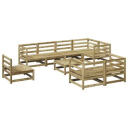 Berkfield Home 9 Piece Garden Sofa Set Impregnated Wood Pine in Brown - thumbnail 2