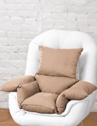 Chums Deeply Padded Comfort Cushion Soft Faux Suede Cover in Light Sand - thumbnail 3