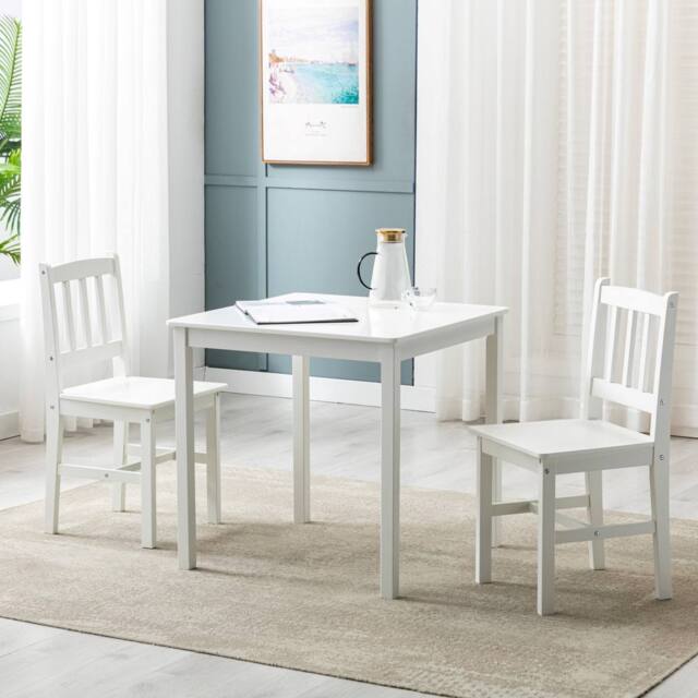 MCC Direct Solid Wooden Kitchen Dining Table & 2 Chairs in White - image 1