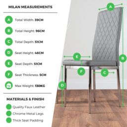 FurnitureboxUK Set of 6 Milan High Back Soft Touch Diamond Pattern Faux Leather Dining Chairs With Silver Chrome Metal Legs in Black - thumbnail 8
