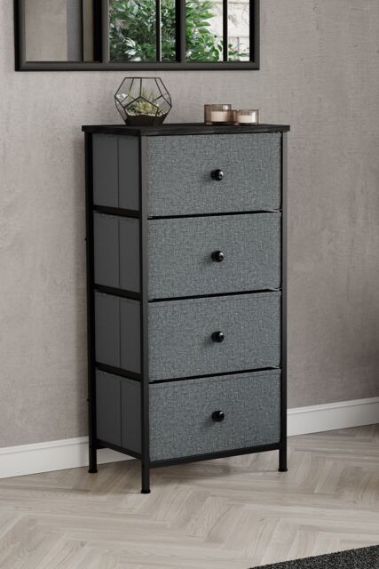 Home Discount Vida Designs Chorley 4 Drawer Chest Of Drawers UKFR Fabric Storage in Grey - image 1