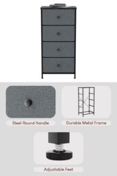 Home Discount Vida Designs Chorley 4 Drawer Chest Of Drawers UKFR Fabric Storage in Grey - thumbnail 4