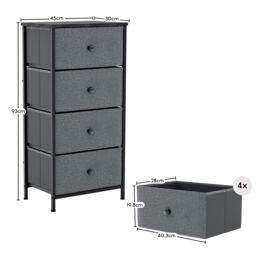 Home Discount Vida Designs Chorley 4 Drawer Chest Of Drawers UKFR Fabric Storage in Grey - thumbnail 3