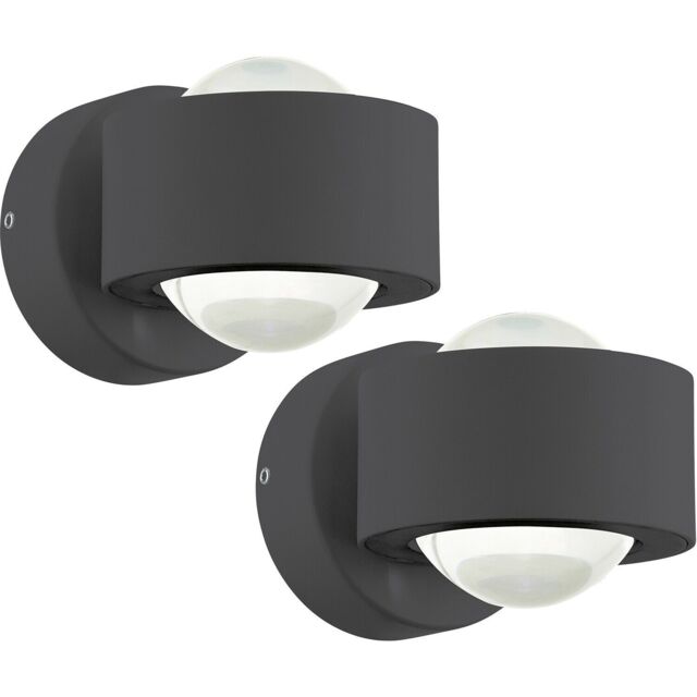 Loops 2 PACK Wall Light Colour Anthracite Shade Clear Plastic LED 2x2.5W Included - image 1