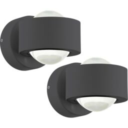 Loops 2 PACK Wall Light Colour Anthracite Shade Clear Plastic LED 2x2.5W Included