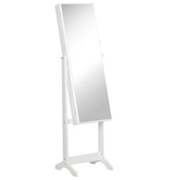 HOMCOM Mirrored Jewellery Cabinet Lockable Jewellery Organiser for Bedroom in White - thumbnail 2